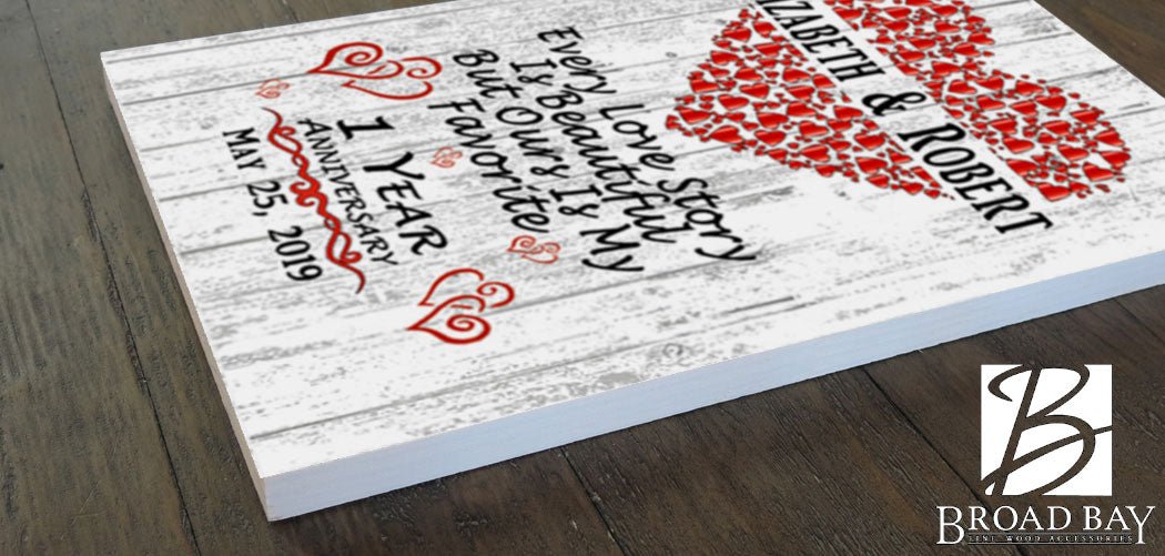Personalized 1 Year Anniversary Gift Sign For Husband or Wife - Him Her or A Couple