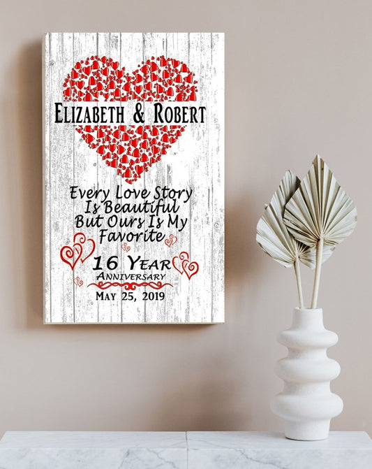 Personalized 16 Year Anniversary Gift 16th For Husband, Wife or A Couple