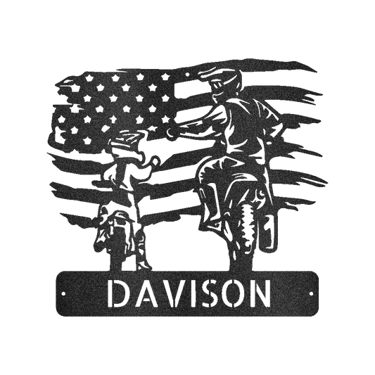 Personalized Motocross Metal Sign – Custom Father and Son Gift, Motocross Family Decor