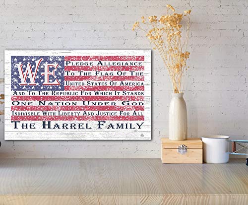 Personalized American Flag Sign Pledge of Allegiance Family Name