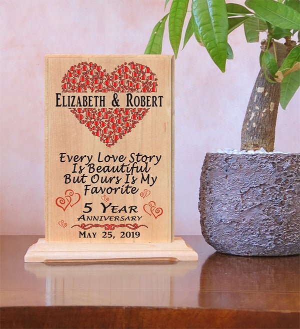 Personalized Anniversary Gift Plaque By Year for Husband Wife or Couple
