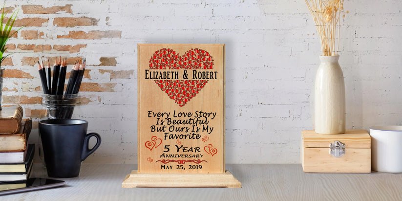 Personalized Anniversary Gift Plaque By Year for Husband Wife or Couple
