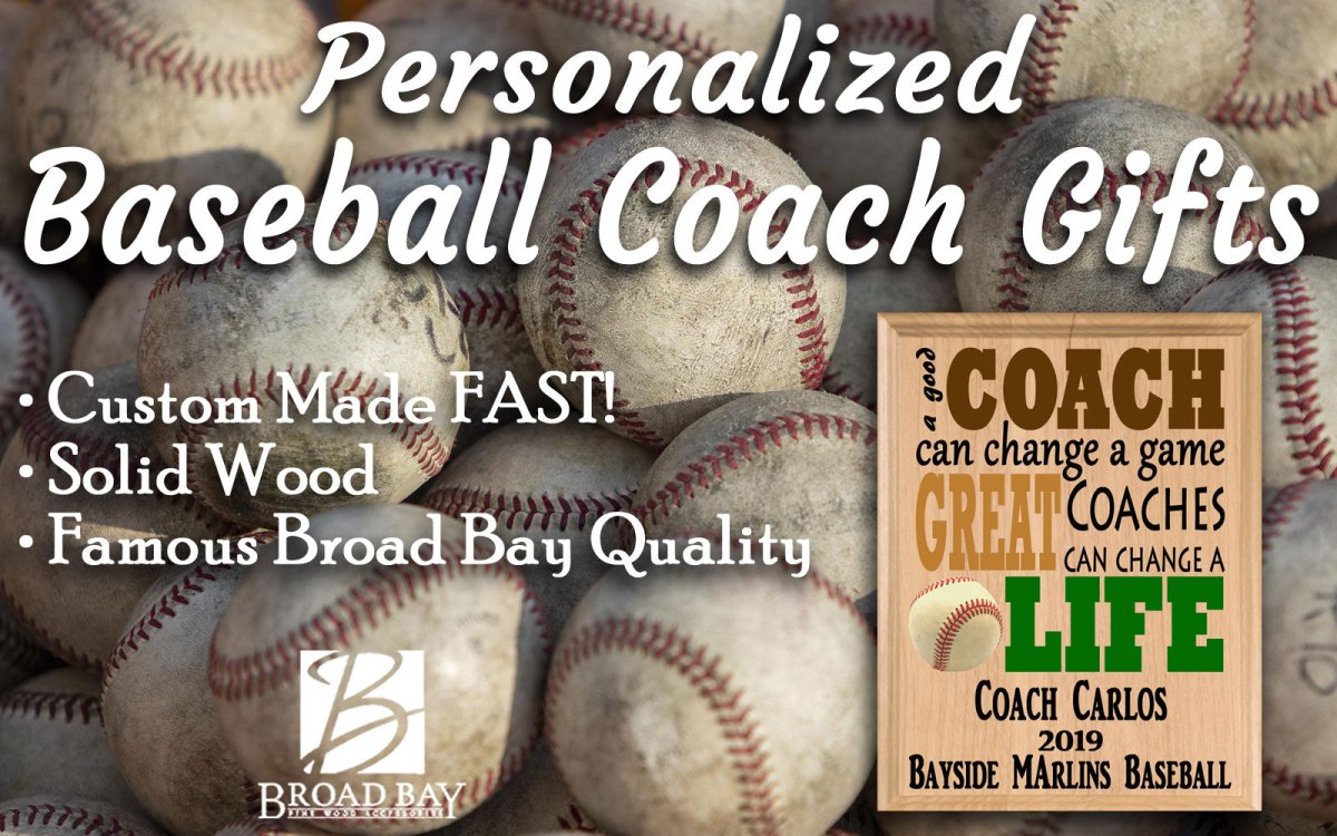 Custom Baseball Coach Gift – Personalized Wood Plaque with Name & Year – “Great Coaches Change Lives” – Solid Wood – USA Made – 11x8.5