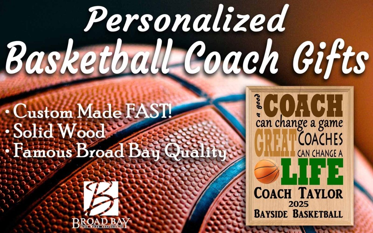 Custom Basketball Coach Gift – Personalized Wood Plaque with Name & Year – “Great Coaches Change Lives” – Solid Wood – USA Made – 11x8.5