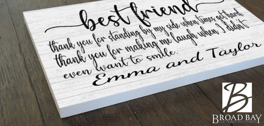 Personalized Best Friend Gift Sign Custom with Names - SOLID WOOD 16.5 x 10.5