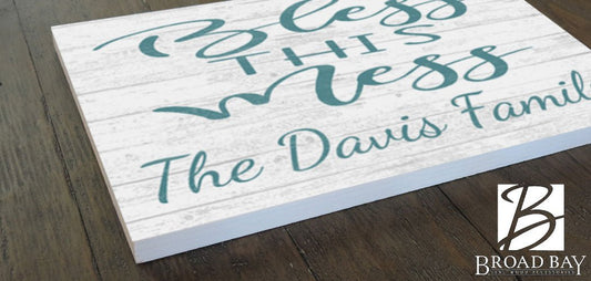 Personalized Bless This Mess Sign Funny Farmhouse Décor