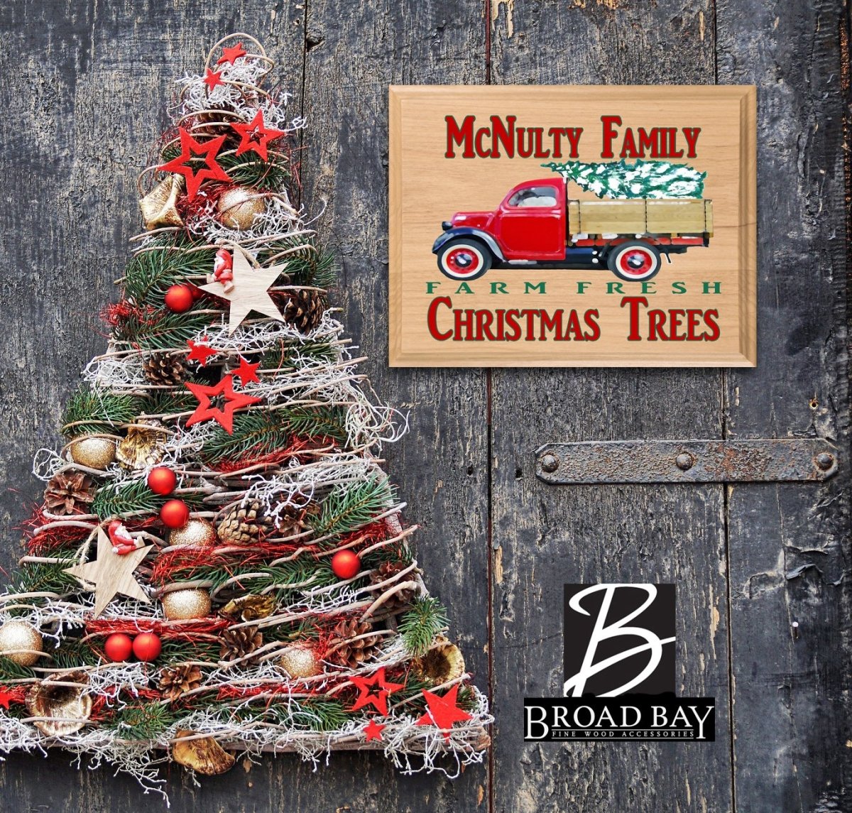 PERSONALIZED Christmas Family Sign Vintage Red Truck Christmas Tree Farm SHIPPING