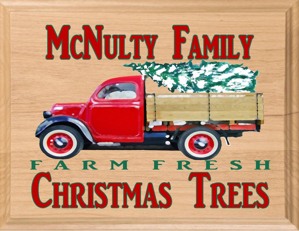 PERSONALIZED Christmas Family Sign Vintage Red Truck Christmas Tree Farm SHIPPING
