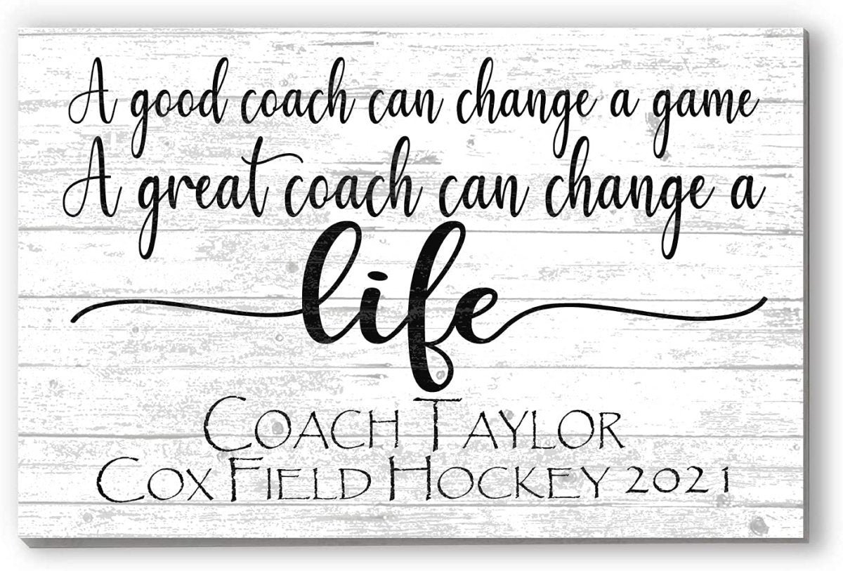Personalized Coach Gift Plaque – “A Great Coach Can Change a Life” | Custom Name & Team Wall Art