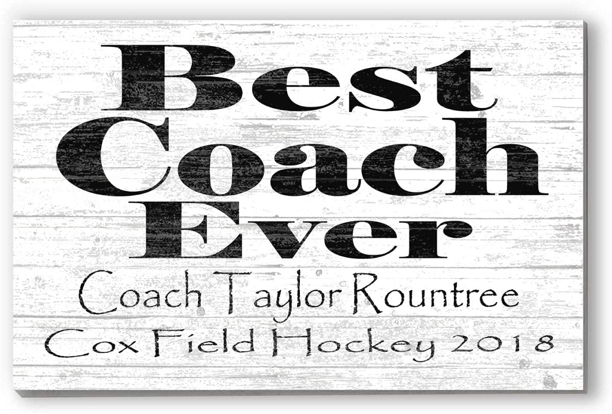 Personalized Coach Gift Plaque – “Best Coach Ever” Solid Wood Sign | Custom Name & Team Message