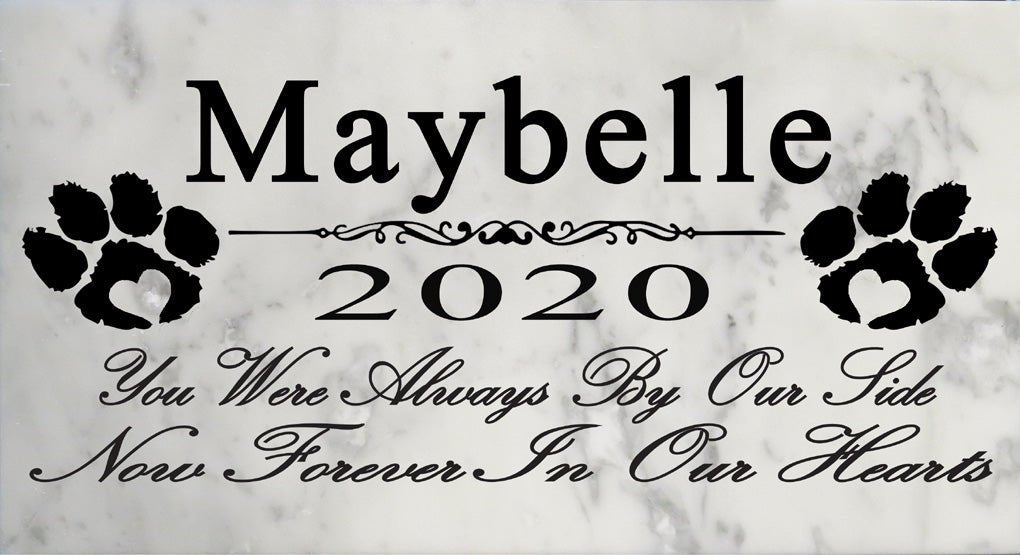 Personalized Dog Memorial Stone – Marble Pet Grave Marker, Always By Our Side, FREE 2-Day Shipping (to most places)