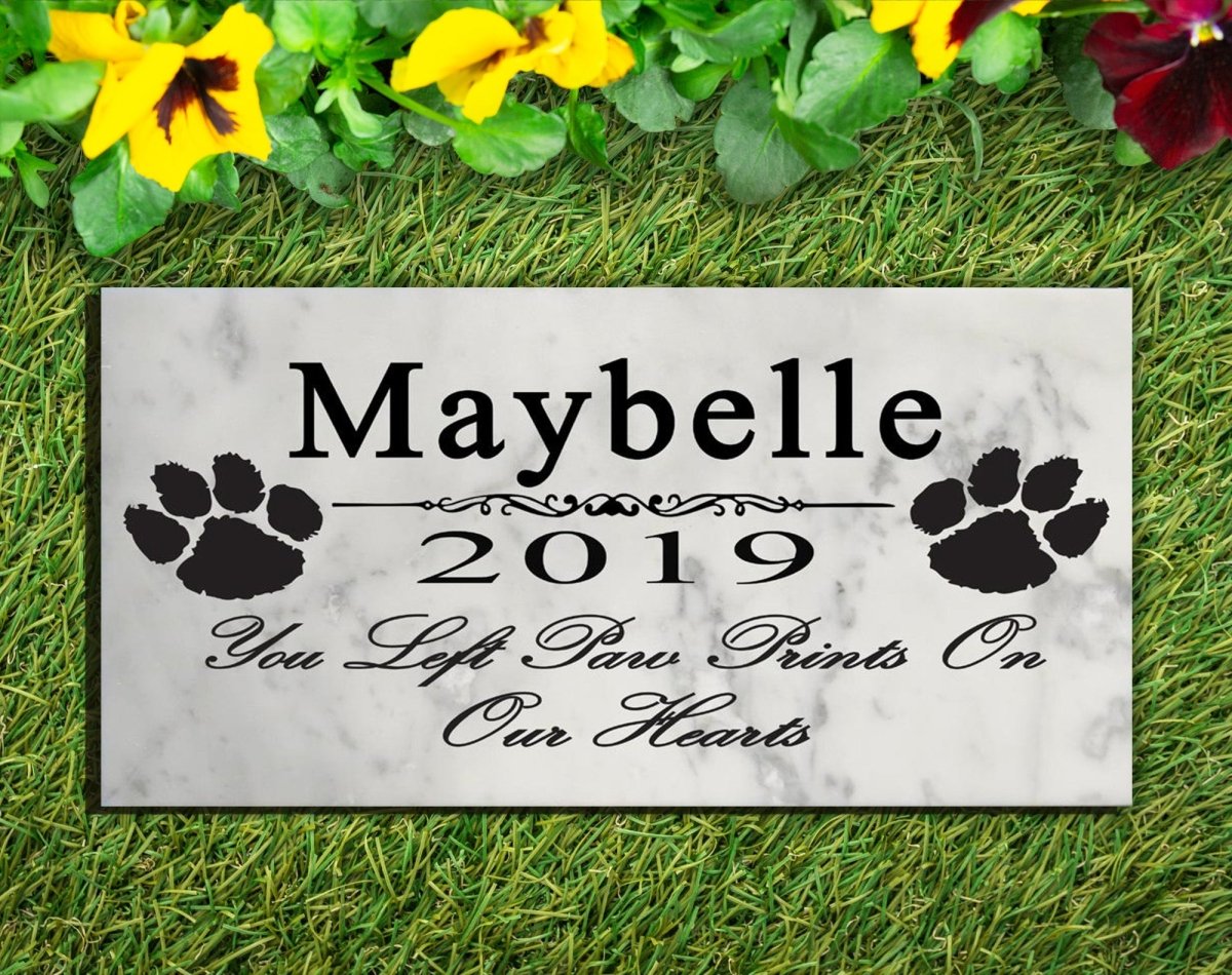 Personalized Dog Memorial Stone - You Left Paw Prints On My Heart