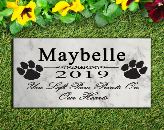 Personalized Dog Memorial Stone - You Left Paw Prints On My Heart