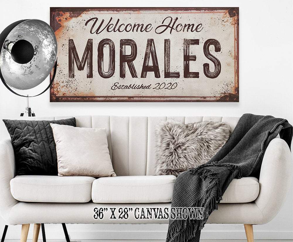Personalized - Family Name Rusty Metal - Canvas