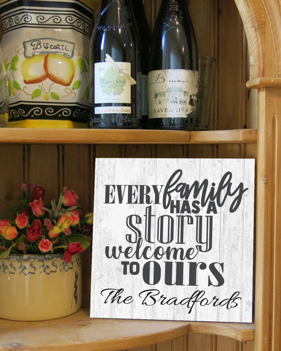 Personalized Family Name Sign Every Family Has a Story Rustic Farmhouse Quote Signs