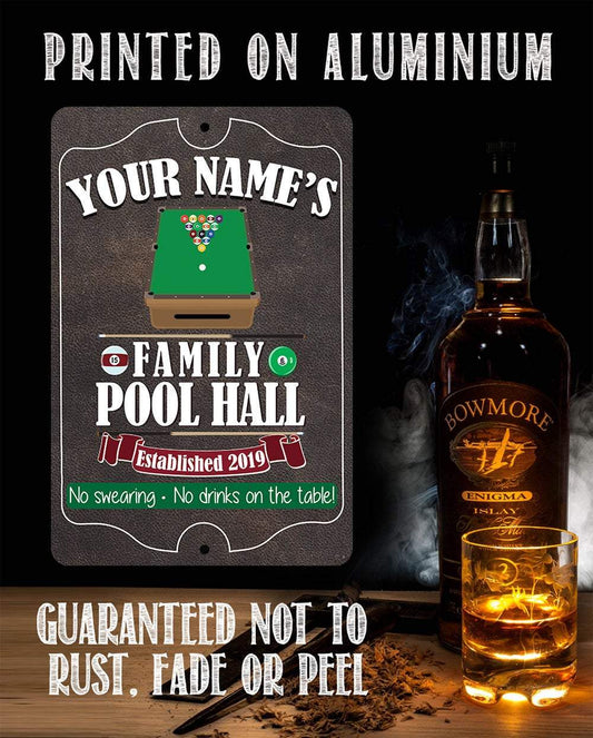 Personalized - Family Pool/Game Room - Metal Sign