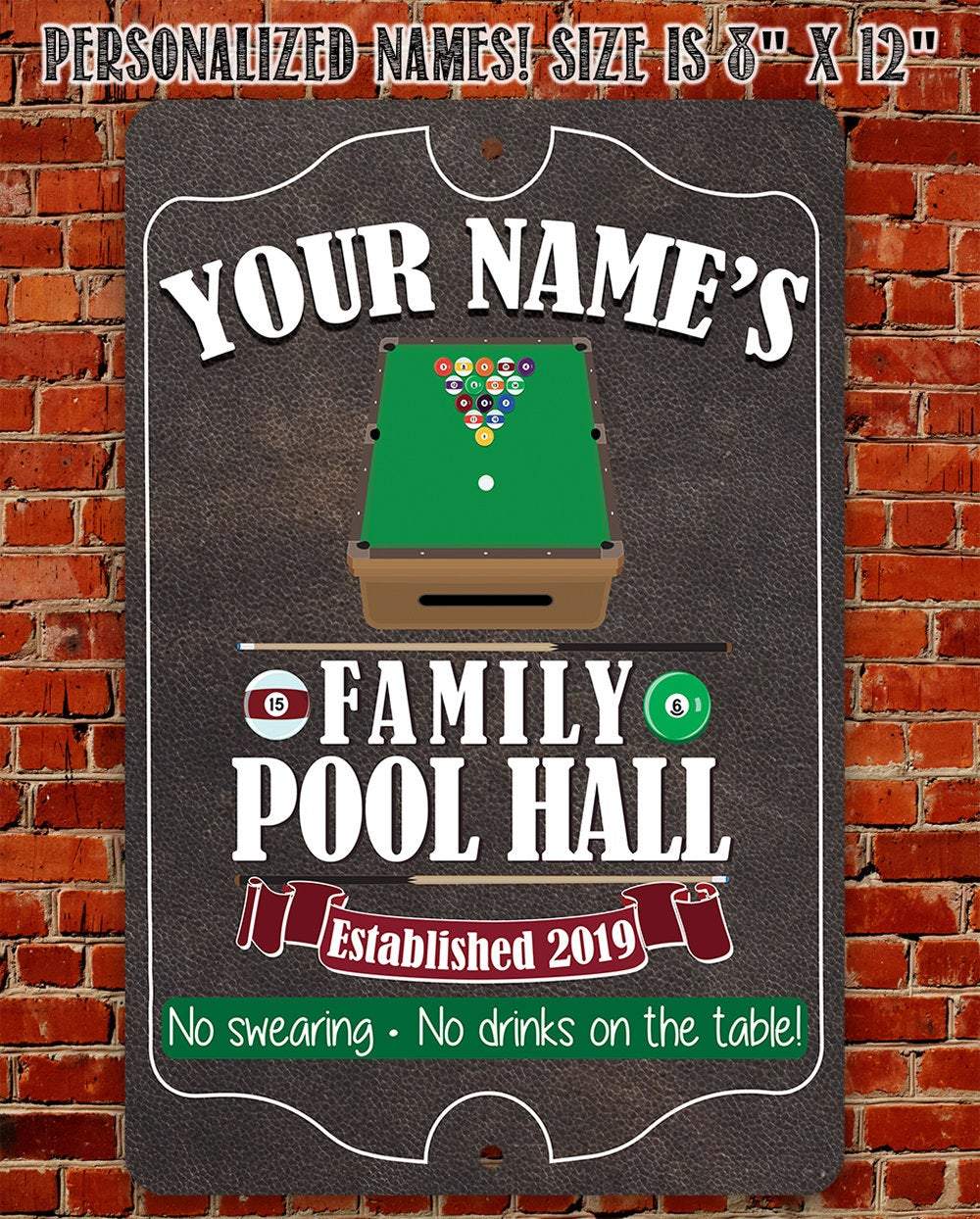 Personalized - Family Pool/Game Room - Metal Sign