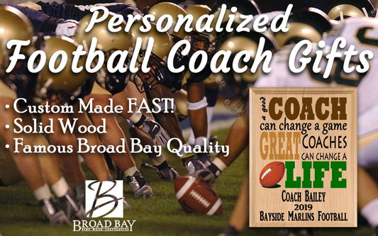 Custom Football Coach Gift – Personalized Wood Plaque with Name & Year – “Great Coaches Change Lives” – Solid Wood – USA Made – 11x8.5