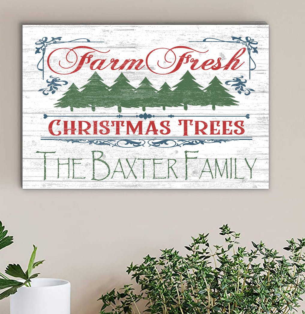 Personalized Fresh Christmas Trees Sign Wooden Decoration