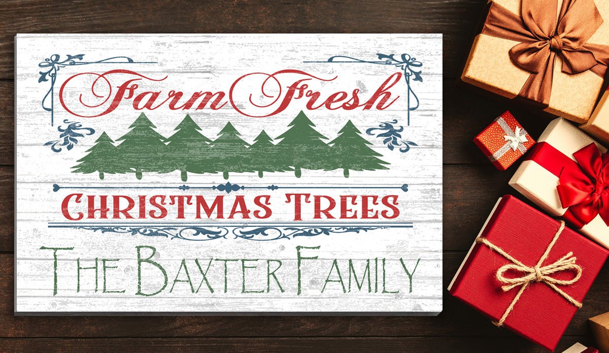 Personalized Fresh Christmas Trees Sign Wooden Decoration