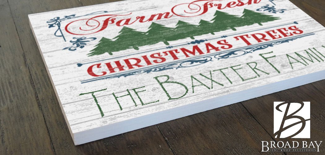 Personalized Fresh Christmas Trees Sign Wooden Decoration