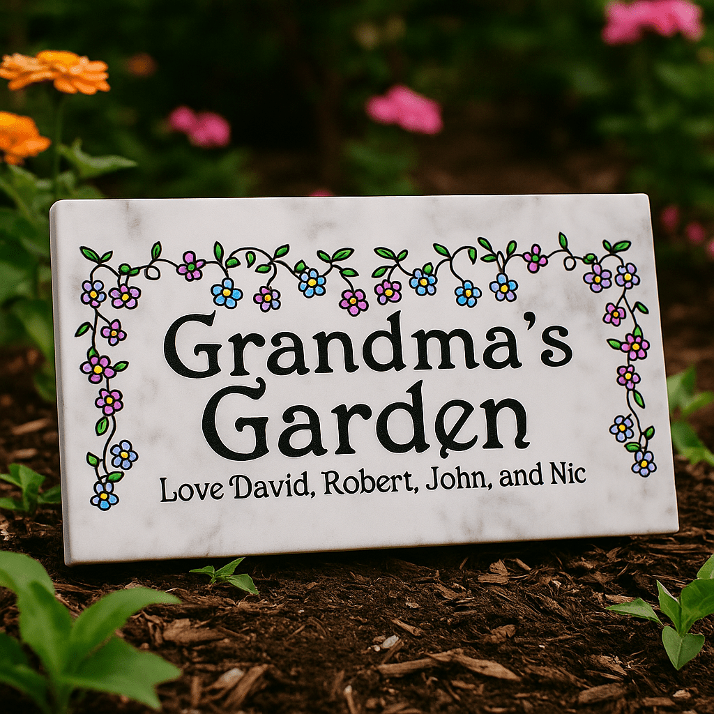 Personalized Garden Stone – Custom Marble Gift for Grandma, Mom, or Gardener, FREE 2-Day Shipping*