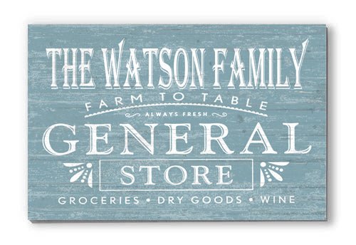 Personalized General Store Sign Vintage Wall Art Custom Kitchen or Pantry Sign
