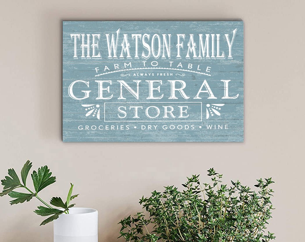 Personalized General Store Sign Vintage Wall Art Custom Kitchen or Pantry Sign
