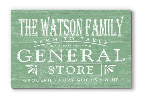 Personalized General Store Sign Vintage Wall Art Custom Kitchen or Pantry Sign