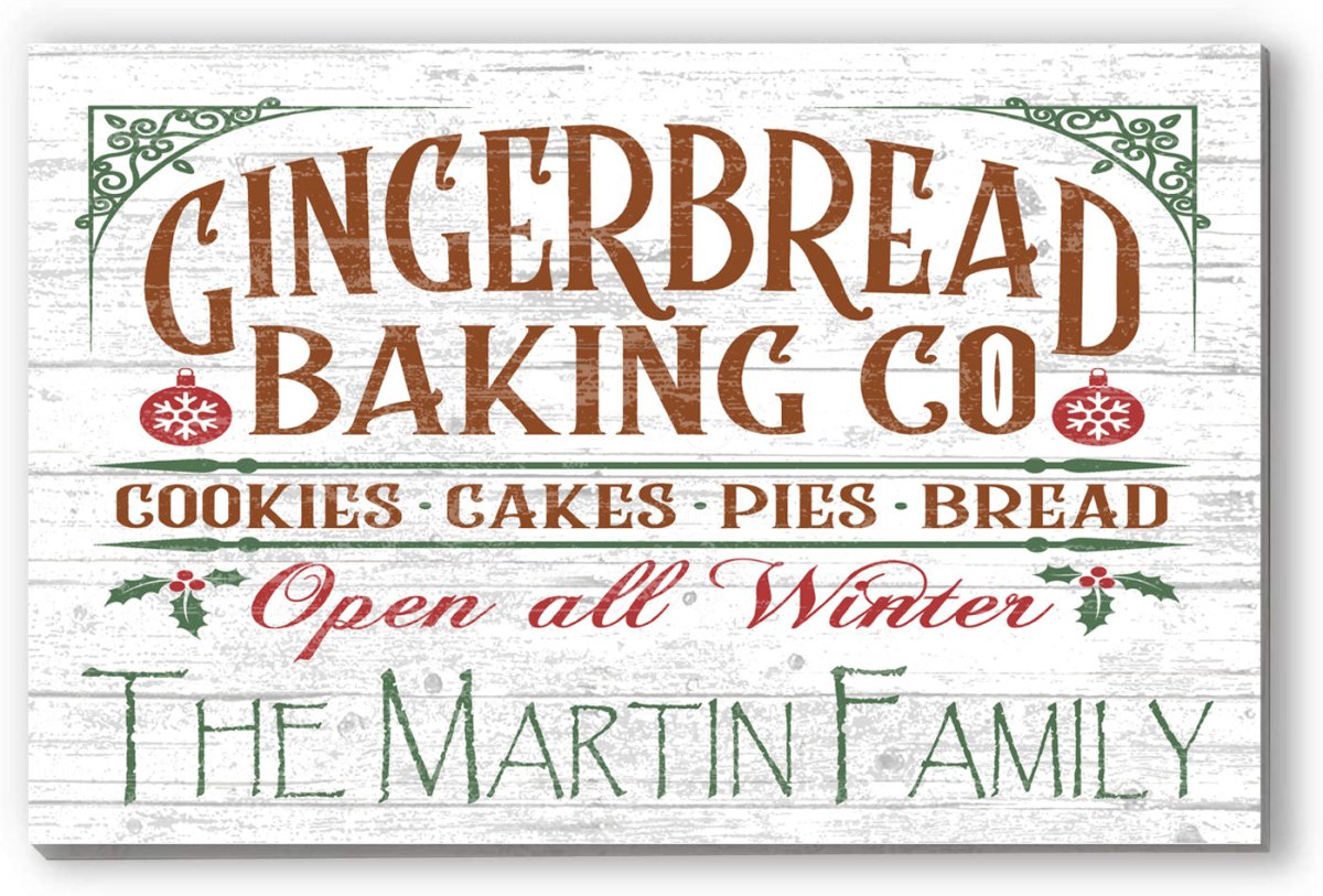 Personalized Gingerbread Baking Company Christmas Sign Wood