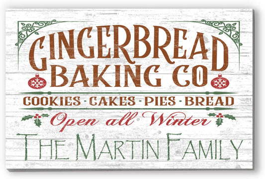 Personalized Gingerbread Baking Company Christmas Sign Wood