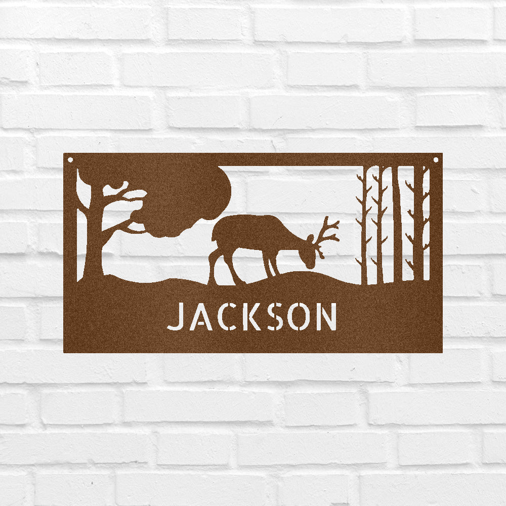 Grazing Deer Personalized Gifts - Custom Metal Sign