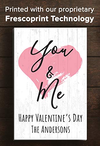 Personalized Happy Valentine’s Day Family Name Customized Decoration Solid Wood “You and Me” Sign -