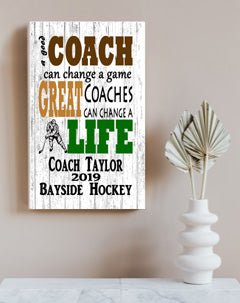 Personalized Hockey Coach Gift Plaque -