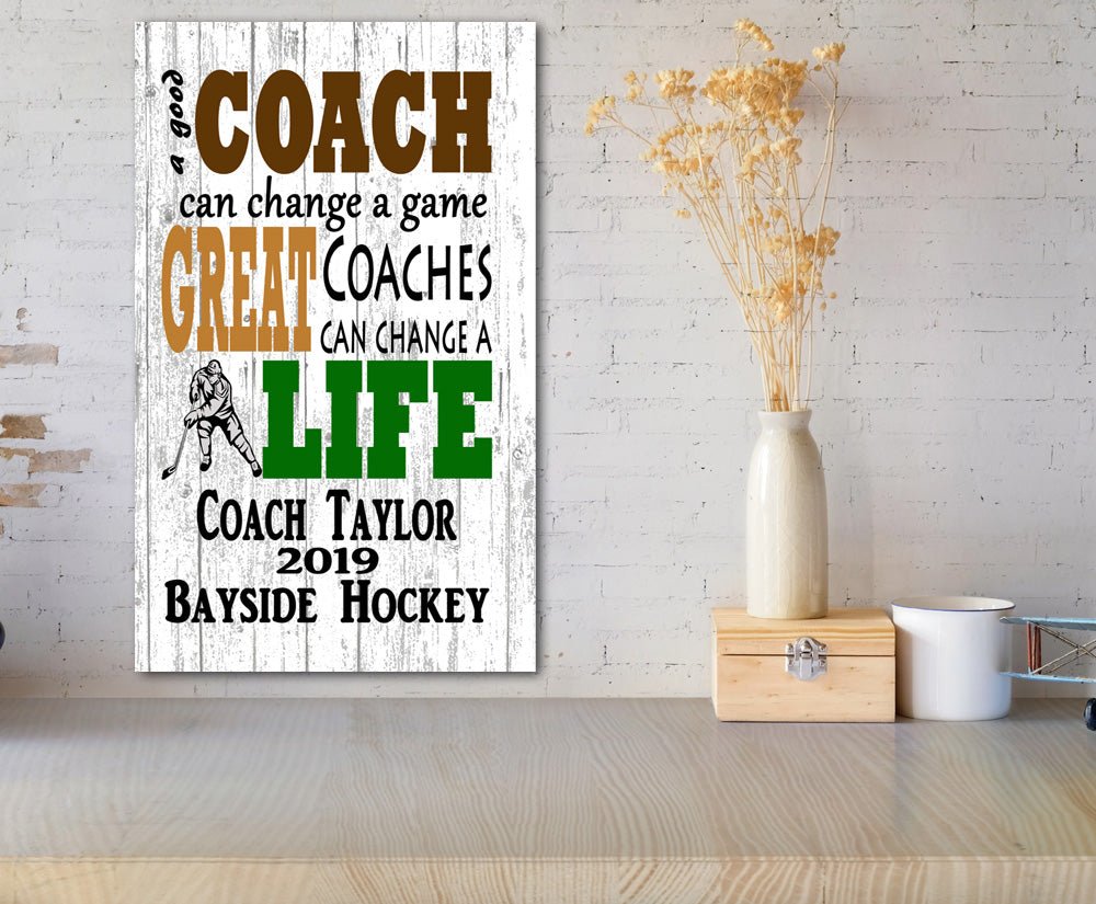 Personalized Hockey Coach Gift Plaque -