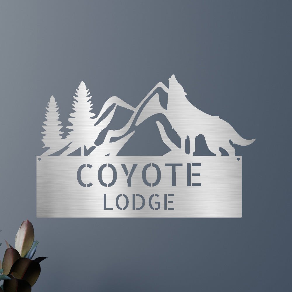 Home Sign - Custom Metal Sign, Grey Wolf Design