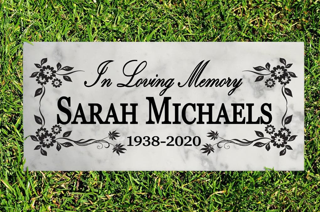 In Loving Memory Memorial Plaque - Solid Marble Stone - Loved One Remembrance & Tribute