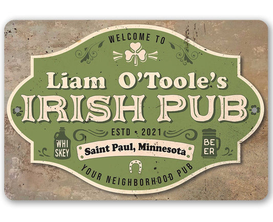 Personalized - Irish Pub - Metal Sign