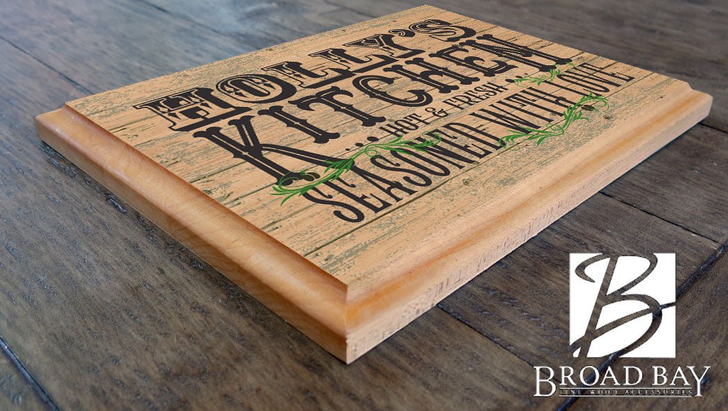 PERSONALIZED Kitchen Sign Wall Art Gift Rustic Seasoned With Love Design