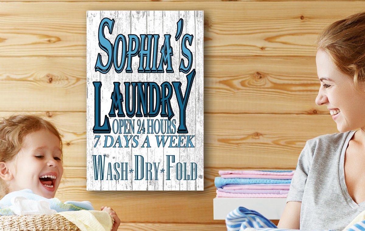 Personalized Laundry Room Signs Wash Dry Fold