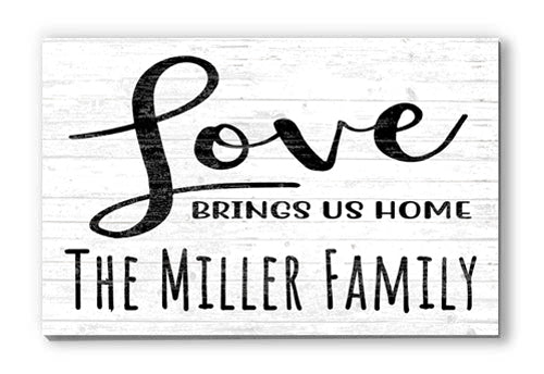 Personalized Love Brings Us Home Family Sign