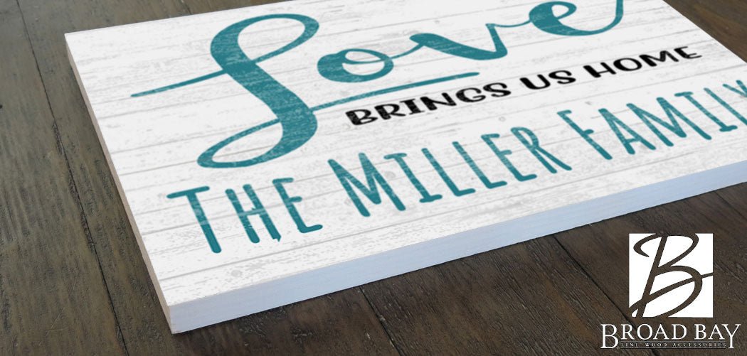 Personalized Love Brings Us Home Family Sign