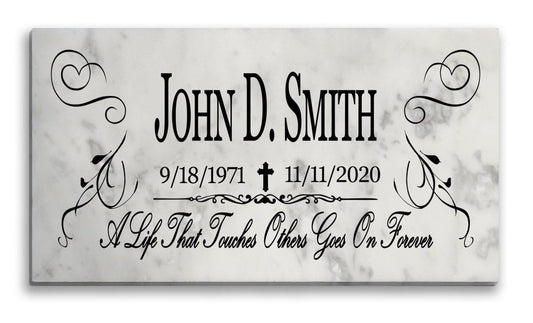 Personalized Loved One Memorial Plaque - Solid Marble - Indoor or Outdoor Garden Gift