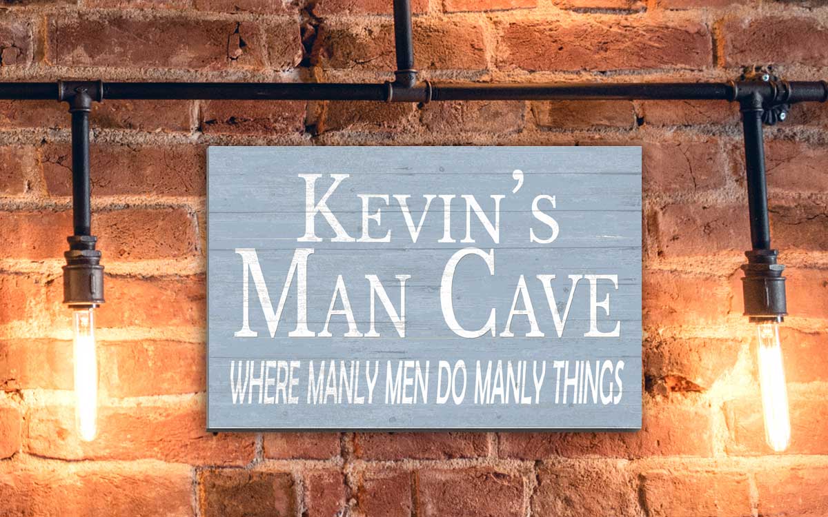 Personalized Man Cave Sign Decoration Custom Solid Wood Gift for Men Husband A Man