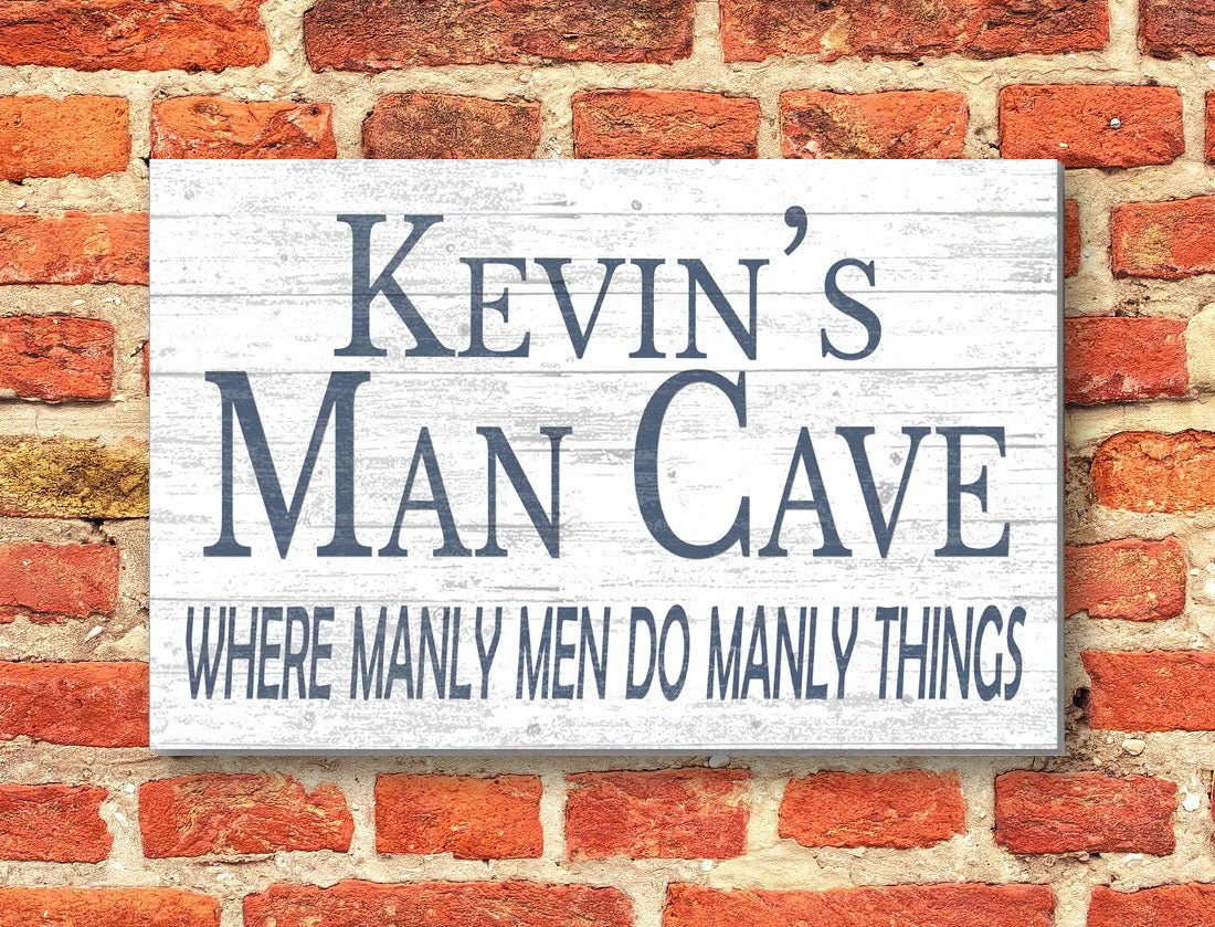 Personalized Man Cave Sign Decoration Custom Solid Wood Gift for Men Husband A Man