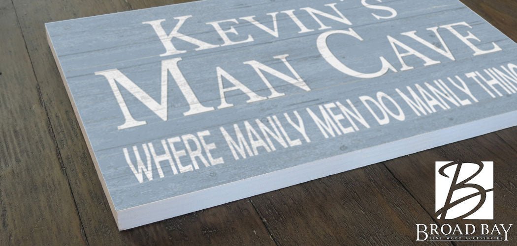 Personalized Man Cave Sign Decoration Custom Solid Wood Gift for Men Husband A Man
