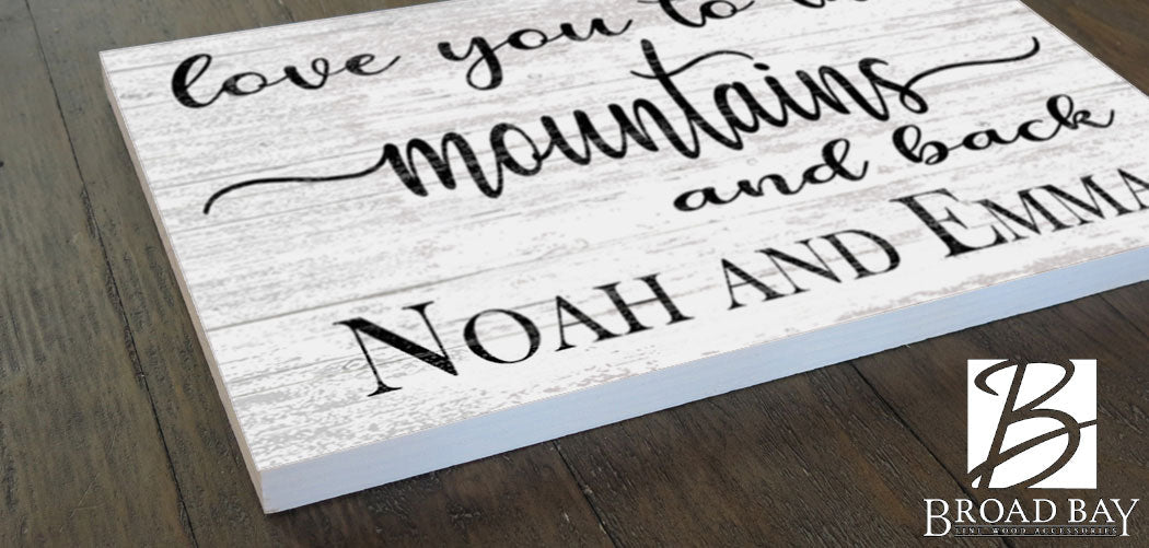 Personalized Mountain Love Sign – “Love You to the Mountains and Back” | Custom Couple’s Wall Art