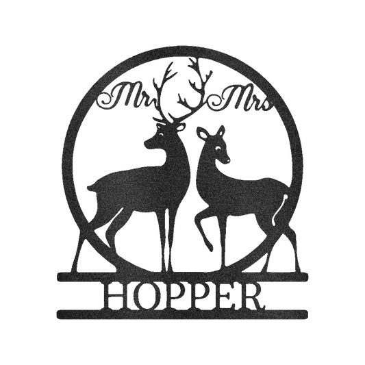 Mr and Mrs Deer Personalized Gifts - Custom Metal Sign