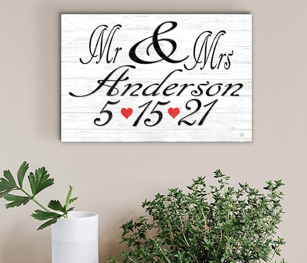 Personalized MR & MRS Sign Wedding Gift For Couple - Custom With Name and Date