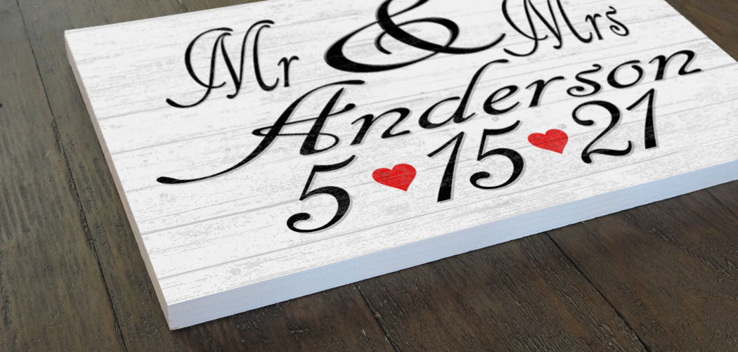 Personalized MR & MRS Sign Wedding Gift For Couple - Custom With Name and Date